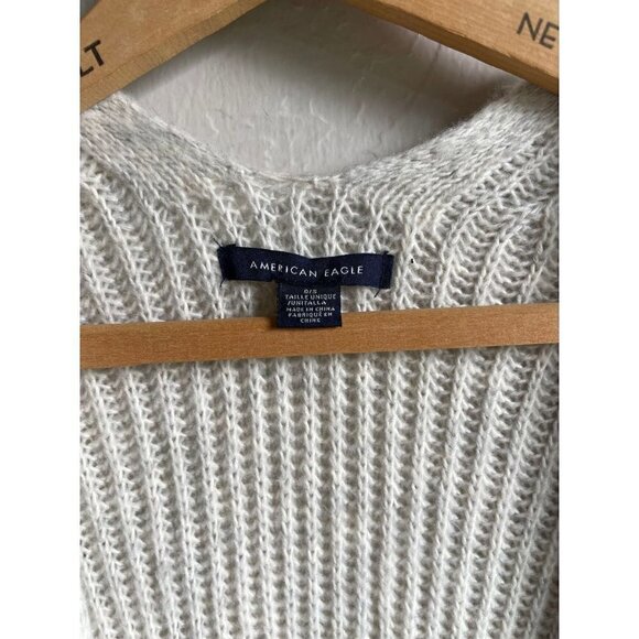 American Eagle Tassel Relaxed Oversized Open Cardigan Sweater Gray One Size - Picture 9 of 9